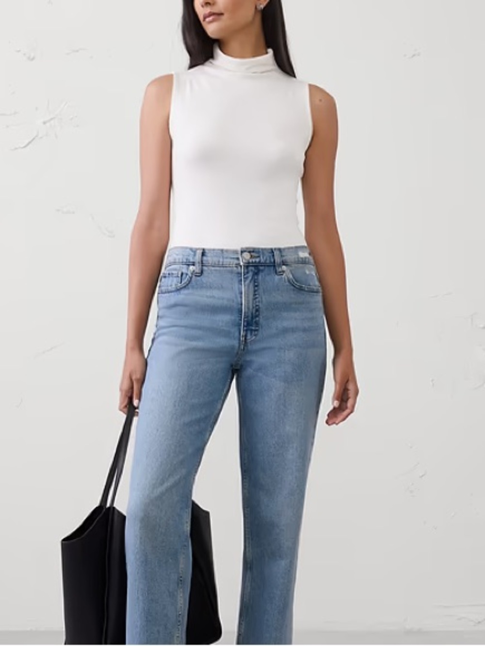 Banana Republic Soft Lux Cream Sleeveless Turtleneck Tank